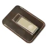 Slim leather wallet - with metal clip - money holderWallets