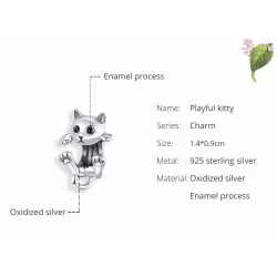 Little kitten - pendant / charm for bracelet - 925 sterling silverBracelets