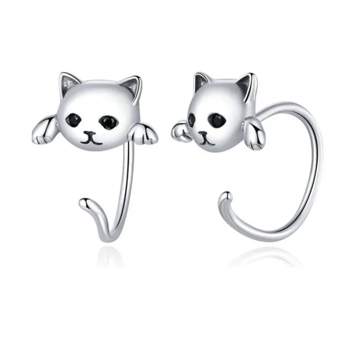 Ohrringe mit kleinem Kitty - 925er Sterlingsilber