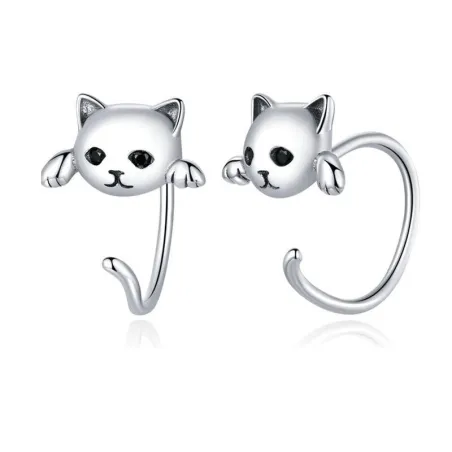 Ohrringe mit kleinem Kitty - 925er Sterlingsilber