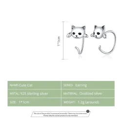 Ohrringe mit kleinem Kitty - 925er Sterlingsilber