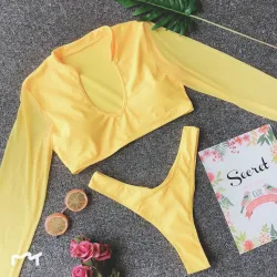 Sexy Bikini Set - String / Langarmshirt