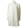 Elegantes lockeres Minikleid - Puffärmel - Rollkragen mit Rüschen