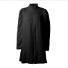 Elegantes lockeres Minikleid - Puffärmel - Rollkragen mit Rüschen