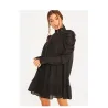 Elegantes lockeres Minikleid - Puffärmel - Rollkragen mit Rüschen