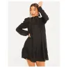 Elegantes lockeres Minikleid - Puffärmel - Rollkragen mit Rüschen