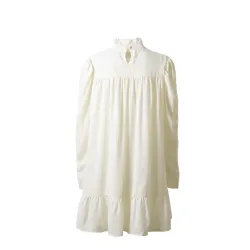 Elegantes lockeres Minikleid - Puffärmel - Rollkragen mit Rüschen