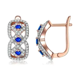 Infinity style earrings - with blue cubic zirconEarrings