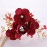 Rote Rosenblüte - Kristall-Haarspange - mit langen Quasten