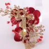 Rote Rosenblüte - Kristall-Haarspange - mit langen Quasten
