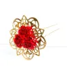 Goldene Haarnadeln mit roten Rosen - 30 Stück