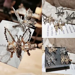Ausgehöhlter beweglicher Schmetterling - Haarspange aus Metall