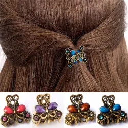 Retro-Haarspange in Krebs- / Schmetterlingsform - mit Kristallen