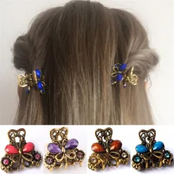Retro-Haarspange in Krebs- / Schmetterlingsform - mit Kristallen