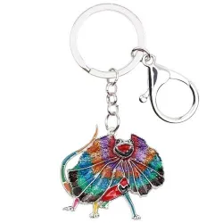 Enamel frilled lizard - metal keychainKeyrings