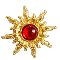 Vintage Ohrringe in Sonnen- / Sonnenblumenform - mit roter Perle