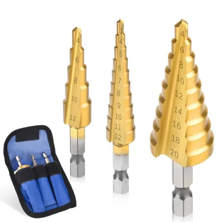 HSS-Bohrer - gerade Nut - titanbeschichtet - zum Schneiden von Holz / Metall - 3 Stück