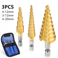HSS drill bits - straight groove - titanium coated - for wood / metal cutting - 3 piecesBits & drills