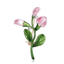 Exquisite rosa Tulpe - Kristallbrosche