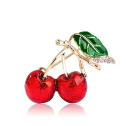 Elegante Brosche mit roter Kristallkirsche
