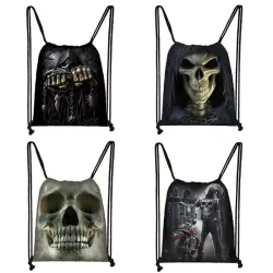 Unisex Canvas Rucksack - mit Kordelzug - Sensenmann / Totenkopf / Tod