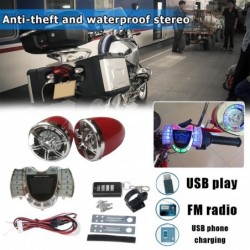 Motorrad-Stereolautsprecher - Radio - wasserdicht - Mikrofon - Bluetooth - USB - LED