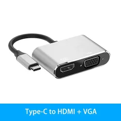 USB Typ-C - HUB Typ-C auf HDMI 4K VGA Adapter - RJ45 Lan Ethernet - SD - TF - 3,5mm Klinke