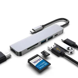 USB HUB-C HUB Adapter - 6 in 1 USB-C auf USB 3.0 HDMI - Splitter