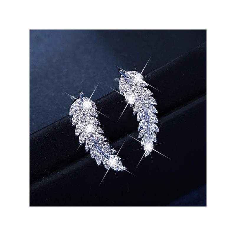Crystal feathers - elegant stud earringsEarrings