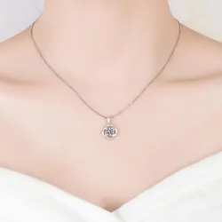 Crystal four-leaf clover - 925 sterling silver necklace - 45cmNecklaces