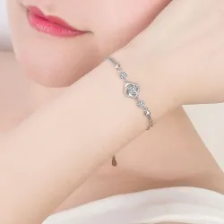 Crystal four-leaf clover bracelet - 925 sterling silverBracelets