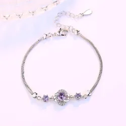 Crystal four-leaf clover bracelet - 925 sterling silverBracelets