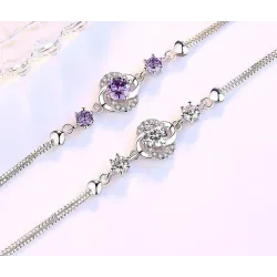 Kristallarmband mit vierblättrigem Kleeblatt - 925er Sterlingsilber