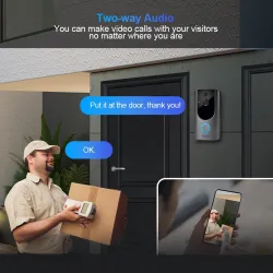KERUI - 1080P - Smart WiFi-Türklingel - Glockenspiel - 2MP-Kamera - Video-Gegensprechanlage
