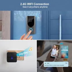 KERUI - 1080P - Smart WiFi-Türklingel - Glockenspiel - 2MP-Kamera - Video-Gegensprechanlage