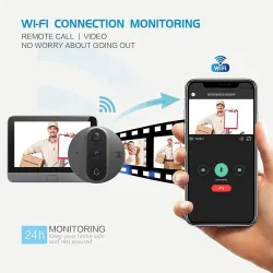 Intelligente Video-Türklingel - mit Türspion / PIR-Bewegungserkennung / APP / WiFi - Fernbedienung