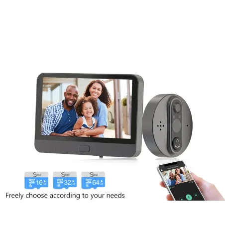 Smart video doorbell - with peephole / PIR motion detection / APP / WiFi - remote controlSecurity cameras