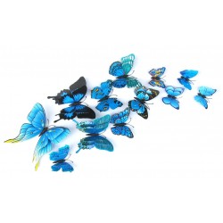 Mehrfarbige doppellagige 3D-Schmetterlinge - magnetischer Wandaufkleber - 12 Stück