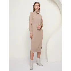 Loose knitted dress - long sweater - with turtleneck / long sleeveDresses