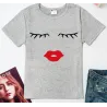 Trendy short sleeve t-shirt - eyelashes / red lipsBlouses & shirts