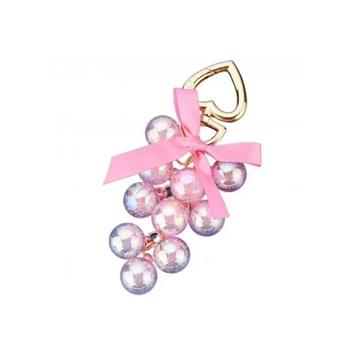 Crystal grapes - keychain with ribbon bowknotKeyrings