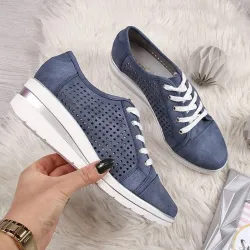 Klassische High-Plateau-Loafer - Slip-On-Sneakers - atmungsaktives Mesh