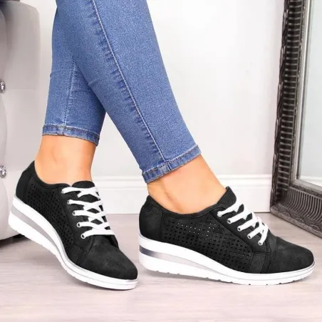 Klassische High-Plateau-Loafer - Slip-On-Sneakers - atmungsaktives Mesh