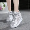 Trendige High-Plateau-Loafer - Spitzen-Sneaker mit Schnürsenkel