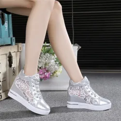 Trendige High-Plateau-Loafer - Spitzen-Sneaker mit Schnürsenkel