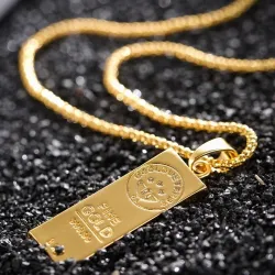 18K Gold bar pendant with necklace - 75cmNecklaces