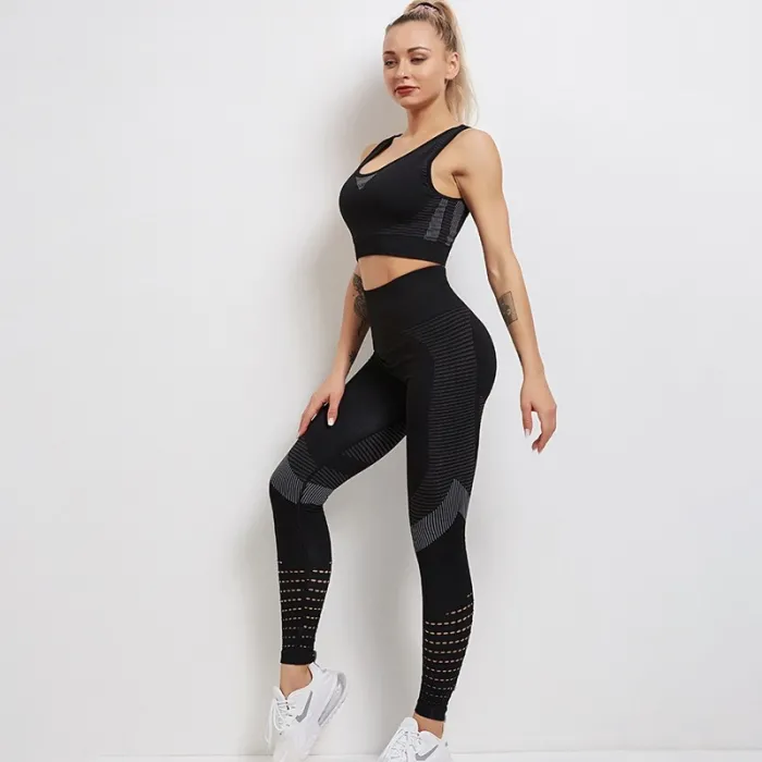 Elastic push up bra / leggings - seamless - high waist - 2 piece setFitness