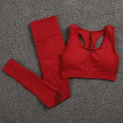 Elastischer Push-Up BH / Leggings - Nahtlos - Hohe Taille - 2er Set