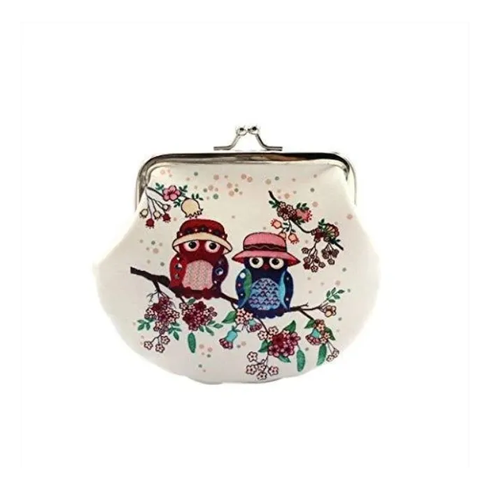 Retro small coin purse - with owls / floral printWallets