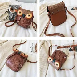 Kleine Ledertasche in Eulenform - Umhängetasche / Schulter
